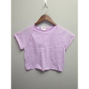 Vintage Purple Raglan Bantam Crop Top Womens XS Cap Sleeve 80s Baby Tee